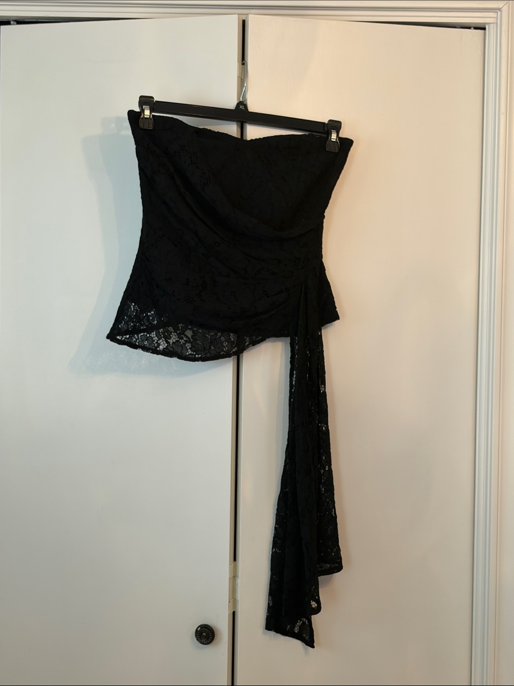 Anthropologie Mare Black Lace Asymmetric Tie-Waist Top